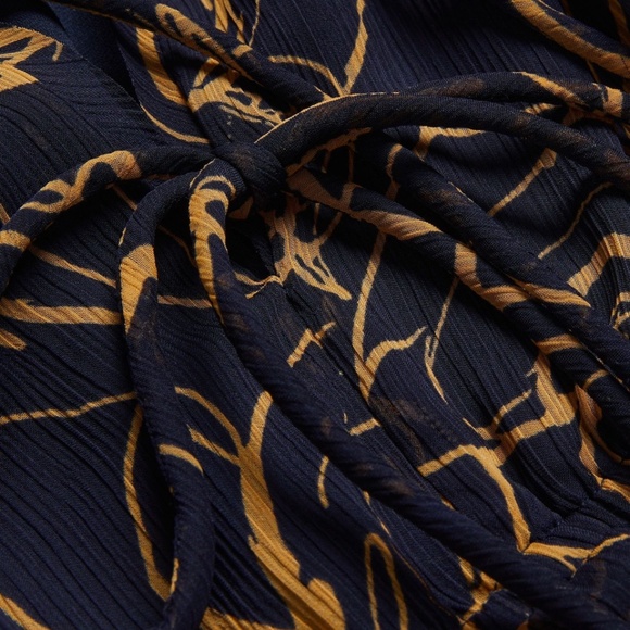 Ted Baker V Neck Printed Tie Front Mini Dress Navy - Size 1 - Picture 6 of 6